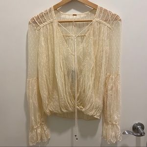 Free people Lace long sleeve blouse